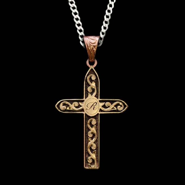 "Customize the Corinthians cross with your favorite figure or custom logo! Crafted on a German Silver Base framed by berries; detailed with scrollwork and a rope edge.  Your choice of color of Cubic Zirconia and figure!

"Wear this Cross Penda